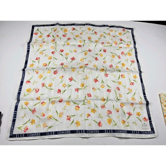 ELLE Lot Of 4 Handkerchief Neckerchief Bandana Scarf - Picture 3 of 5